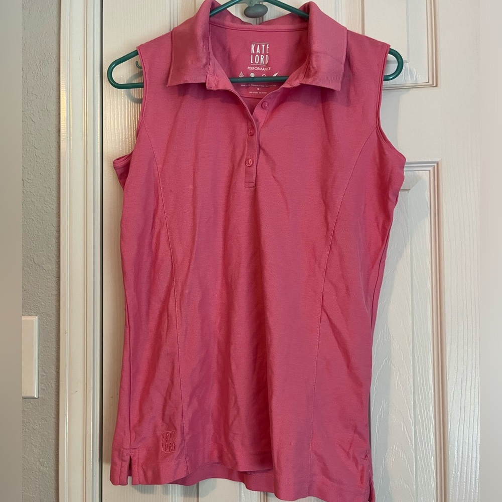 Kate Lord performance golf tennis polo sleeveless pink small